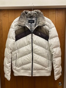 即決★BURBERRY BLACK LABEL★メンズ L 廃版 ダウンジャケット バーバリーブラックレーベル L ラビットファー ノバチェック
