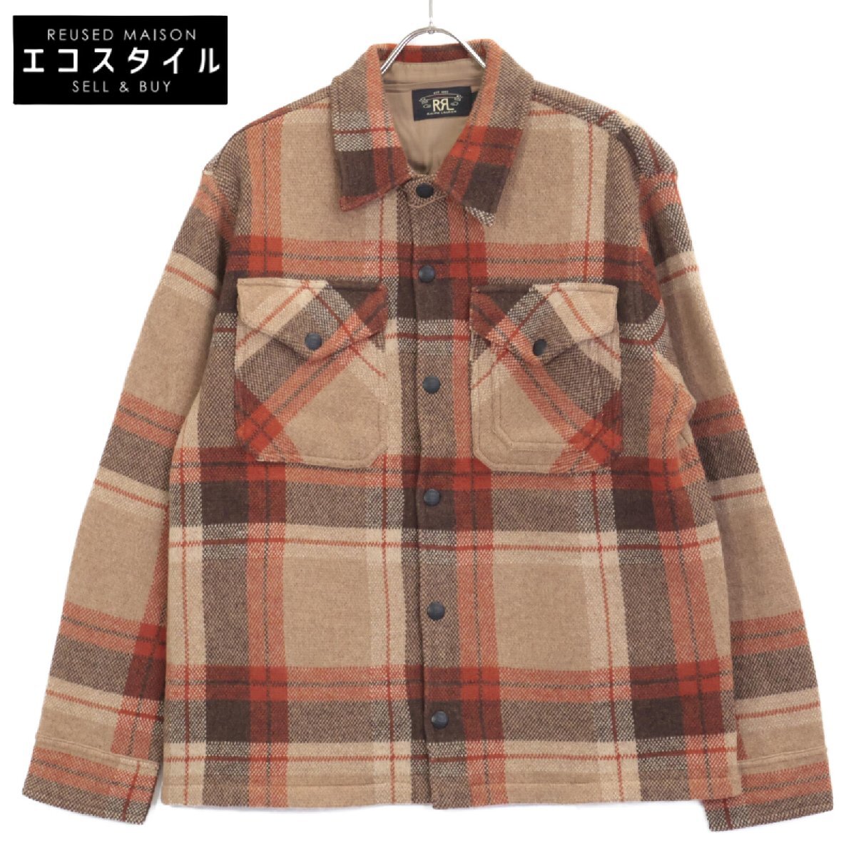 mt63425 90s 希少　RRL ダブルアールエル　長袖シャツ　チェック茶 希少☆ RRL(ダブルアールエル) チェック柄 ワークシャツ (RRL
