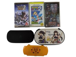 PSP ソフト モンスターハンター2 みんなのGOLF ギレンの野望3本セット ケース 現状品(1023a11)