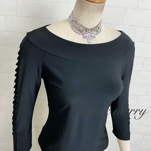 ★送料無料★【MERRY】 新品 限定Lサイズ 社交ダンス トップス ゆったり 黒 2864 ラテン レッスン タンゴ ワルツ シンプル 衣装