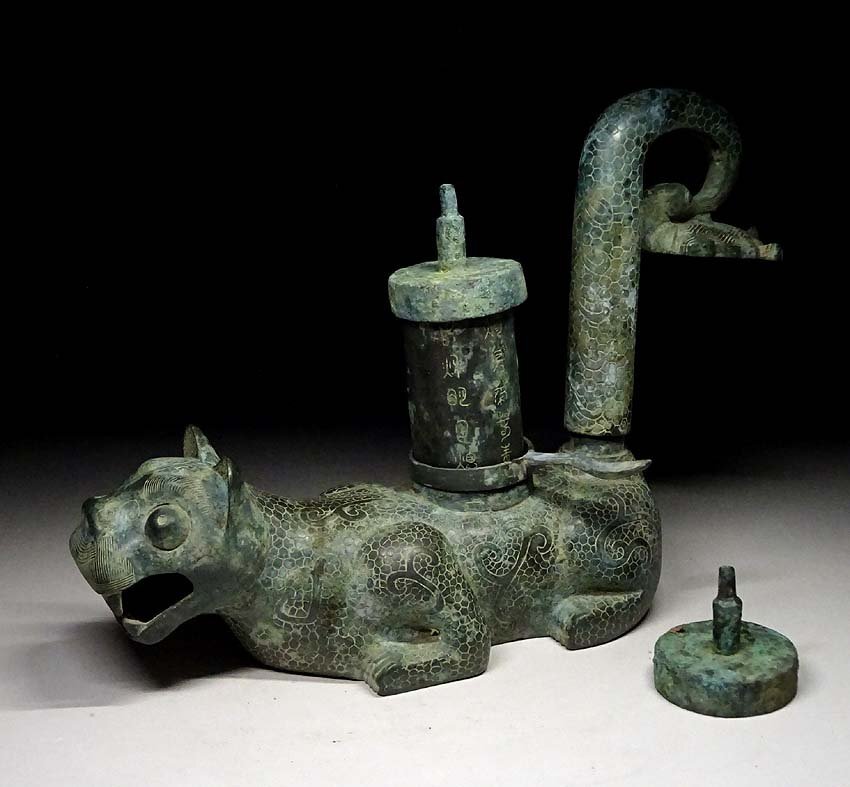 【 中国古代父癸カ＊ 】 中国青銅器　骨董 春秋戦国時代 青銅器 夔龍文 中国 銅鐸 饕餮 アンティーク 骨董