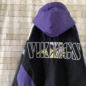 NFL ハーフジップ 中綿ジャケット VIKINGS キルティング ブラック パープル ホワイト 黒 紫 白 M