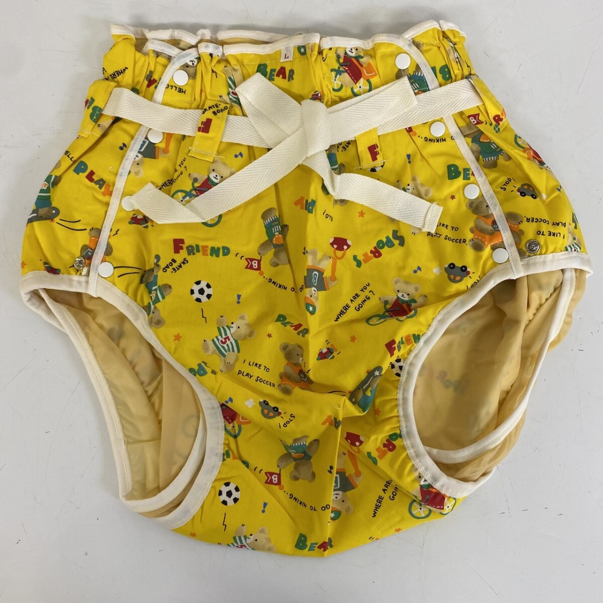 大人おむつカバー　ブルー　 Lサイズ　金属ホック付き　裏はサラサラ撥水　未使用 大人おむつカバー ブルー Lサイズ 金属ホック付き 裏はサラサラ