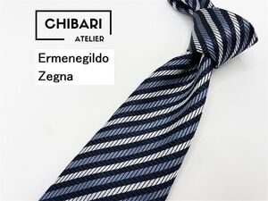 Ermenegildo Zegna Ermenegildo Zegna Regimental Pattern Necktie Бесплатная доставка более 3 галстуков Мужские синие 1002076