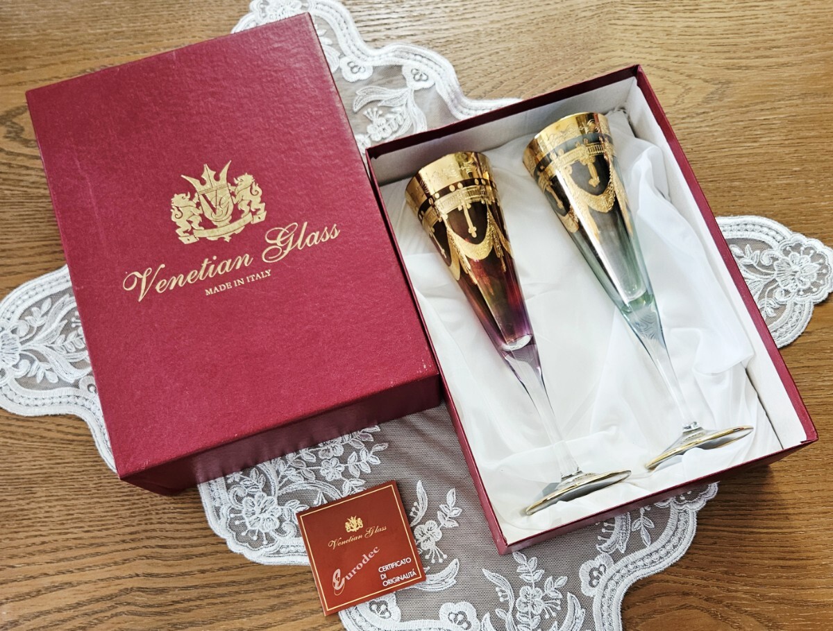 新品★未使用　ベネチアングラス5客&ボトルセット 新品☆未使用 ベネチアングラス5客&ボトルセット