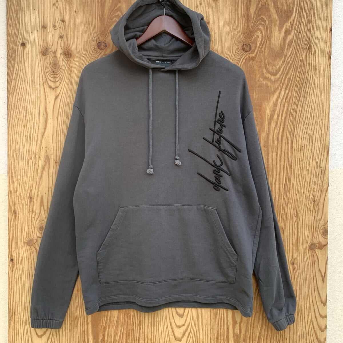 希少★ASOS DESIGN★エイソス★デザイン★刺繍★パーカー★プルオーバー★フーディー★グレー★古着