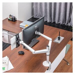 モニターアーム【13-27インチ対応 耐荷重2~7kg 】2画面 2in1タブレットスタンド VESA 75×75mm/100×100mm クランプ式 多角度調節可能