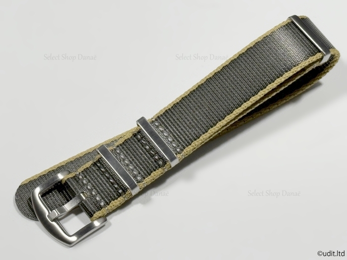 ラグ幅22mm 高品質 光沢NATOベルト ストラップ グレー カーキ 時計用バ