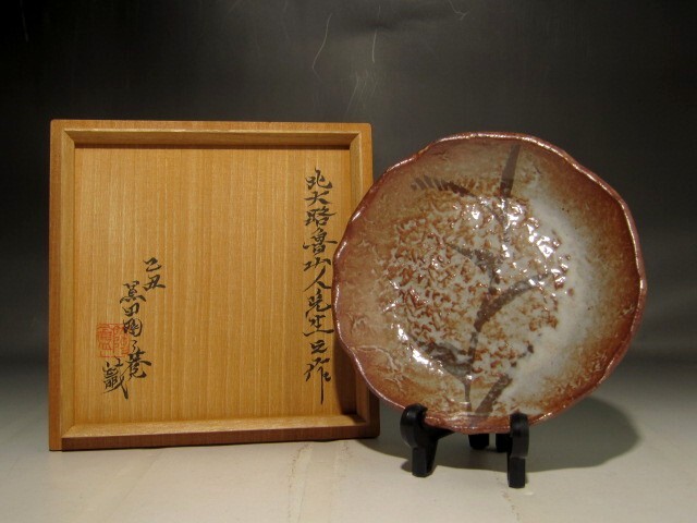 魯山人写　水野輝幸作　紅志野　芦四方　平向付　五客　共箱　略歴付　食器 魯山人と志野2｜うつわ知新 | 京都知新 | MBS 毎日放送