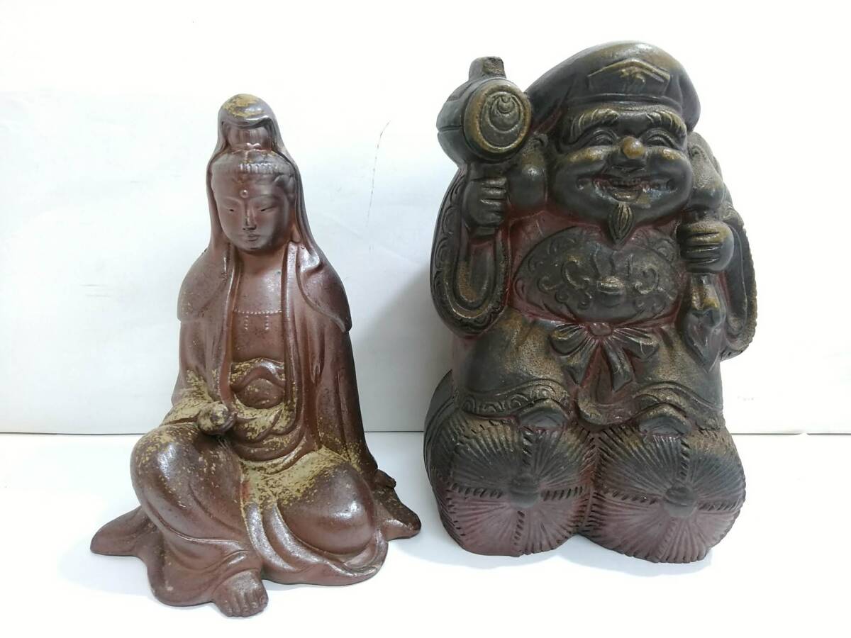 備前焼　観音様 城南骨董-古備前焼 置物 観音菩薩 1319