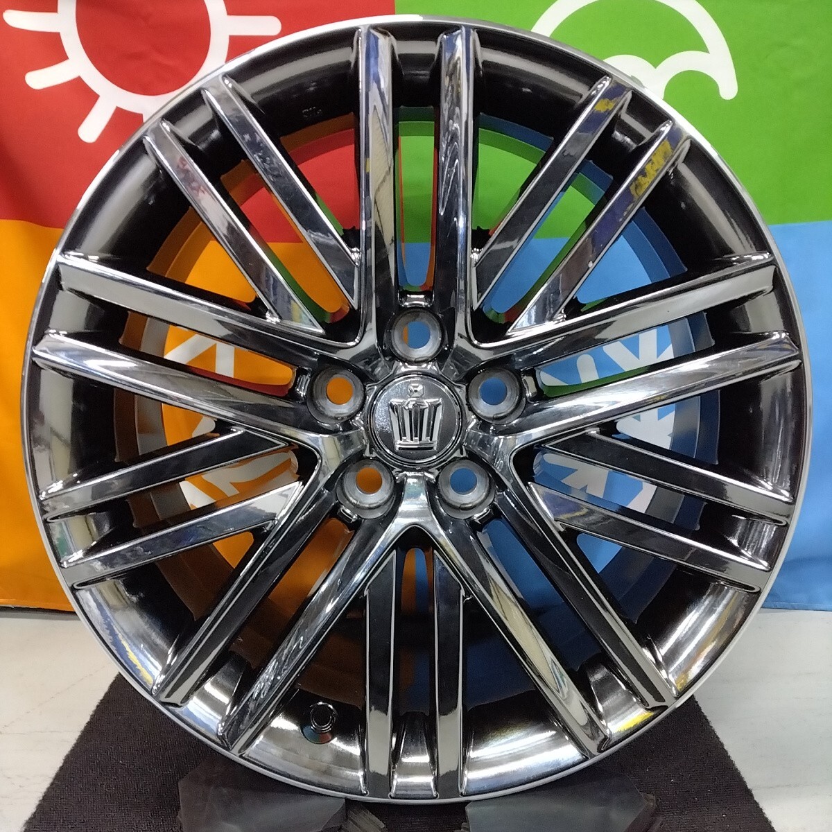 【美品】メッキホイール・タイヤセット　18インチ　5穴215/45/18 美品】メッキホイール・タイヤセット 18インチ 5穴215/45/18