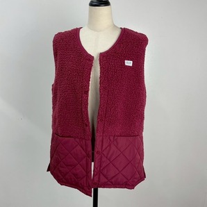 ボア キルト ダウンベスト Lサイズ ボルドー SWITCH MOTION スイッチモーション 異素材ドッキング 防寒 軽量 秋冬 レディース アウター