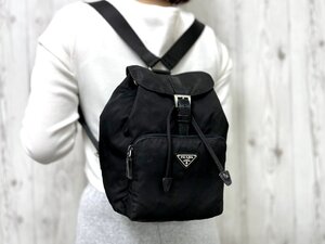 極美品 PRADA プラダ テスート ナイロンリュック リュックサック バッグ ナイロン×レザー 黒 91048Y