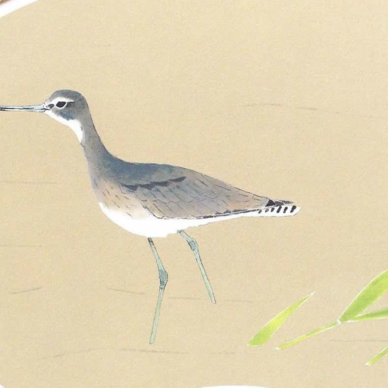 上村淳之、【鴫（春）】、希少な額装用画集より、新品額装付 上村淳之、【鴫（春）】、希少な額装用画集より、新品額装付