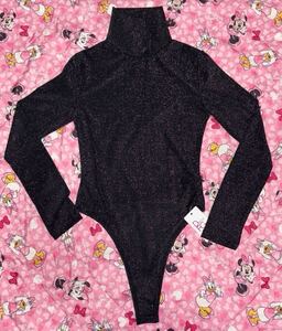 定価2500円/未使用「ハイネック レオタード」/XS-S サイズ社交ダンス ラメトップス ダンス ボディスーツ 股下ボタン K-POP