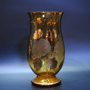【売切り屋】花瓶 ボヘミアガラス BOHEMIA 金彩 花器 花入れ フラワーベース