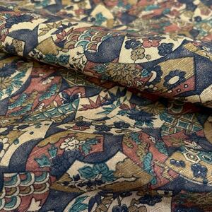 Хонба Юкиюгумуги Чистый шелк, цельный, окрашен на веере, хлопковый эпонж F-094