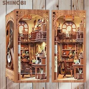 ブックヌックキット ドールハウスキット ミニチュア ハウスキット テーマ:「不思議な音楽工房」 アートワーク LEDライト付き