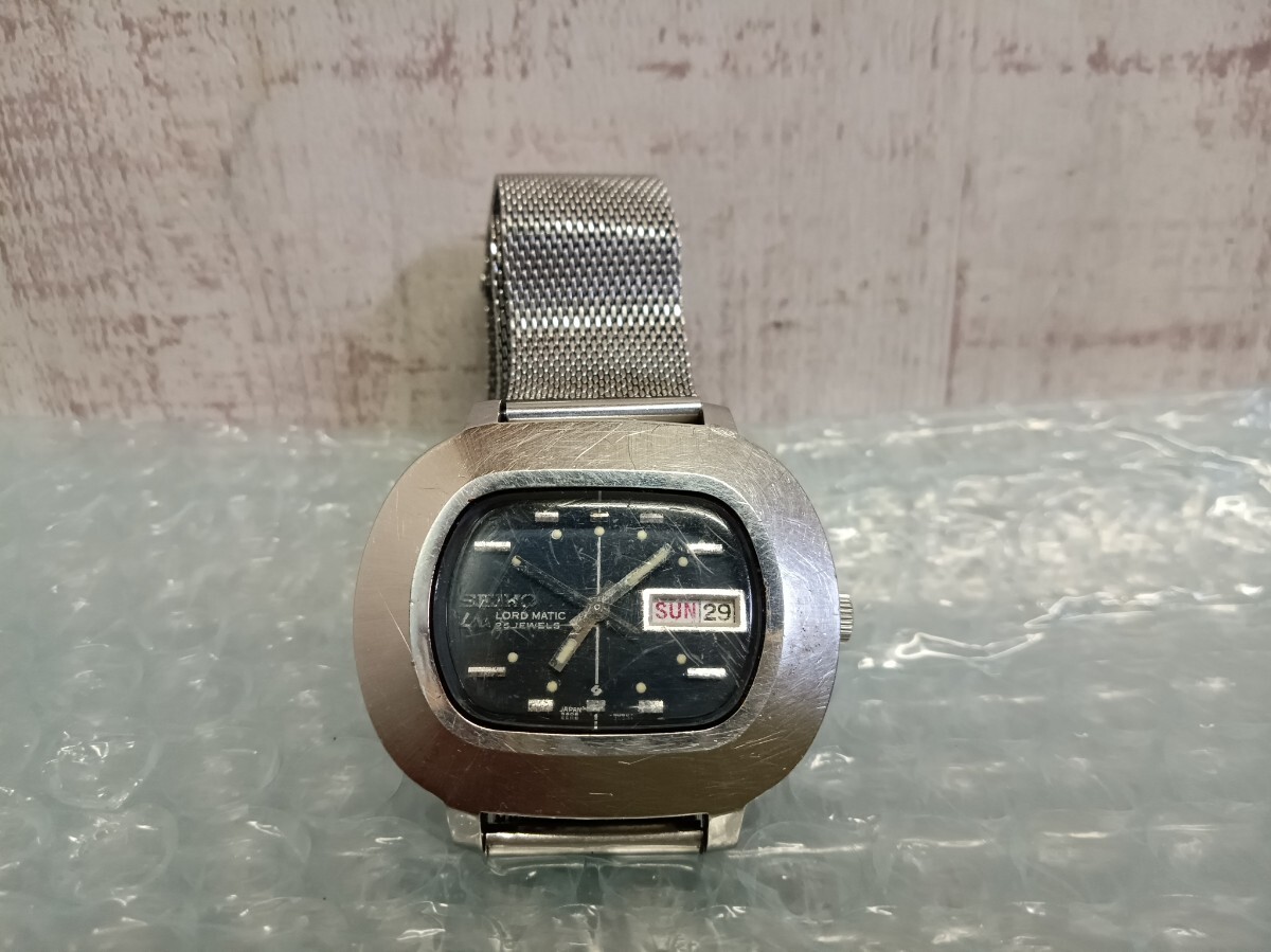 【稼働】セイコー ロードマチック 腕時計 自動巻き 25石 ローマン デイデイト セイコー ロードマチック 12角ダイヤカットガラス ブルー