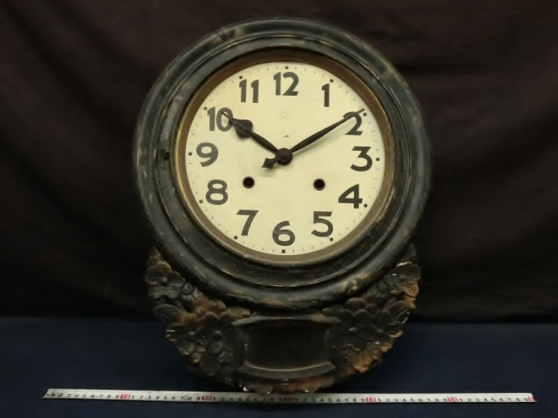 【ジャンク】掛け時計　ゼンマイ式　HIBINO Hibino Clock 日比野時計の掛時計 ゼンマイ付き 稼働品 ボンボン