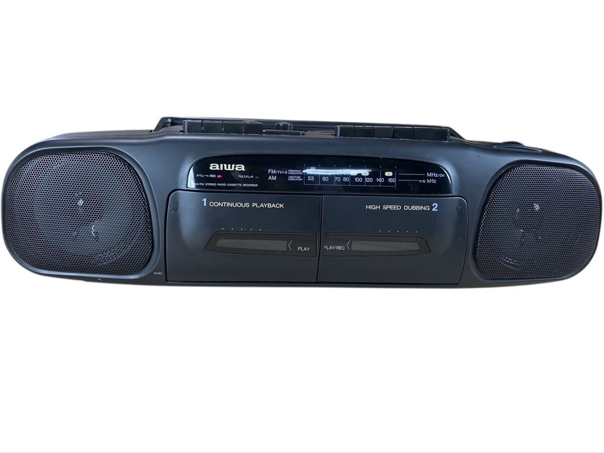 Aiwa CS-W55 カセットプレーヤー 動作確認済み とうしょう aiwa ラジカセ AM ワイドFM カセットレコーダー 980g