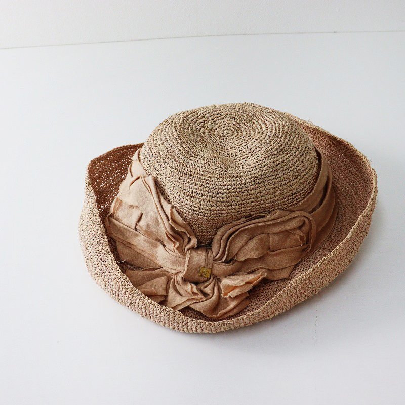 未使用 CA4LA カシラ ビッグ リボン ラフィア キャスケット キャップ CA4LA カシラ ビッグ リボン ラフィア キャスケット キャップ