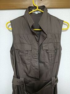 Красивое платье MICHEL KLEIN MICHEL KLEIN, размер 40 M, 100% хлопок, коричневый, без рукавов, с поясом, женское, коммуналка, использовалось один раз.