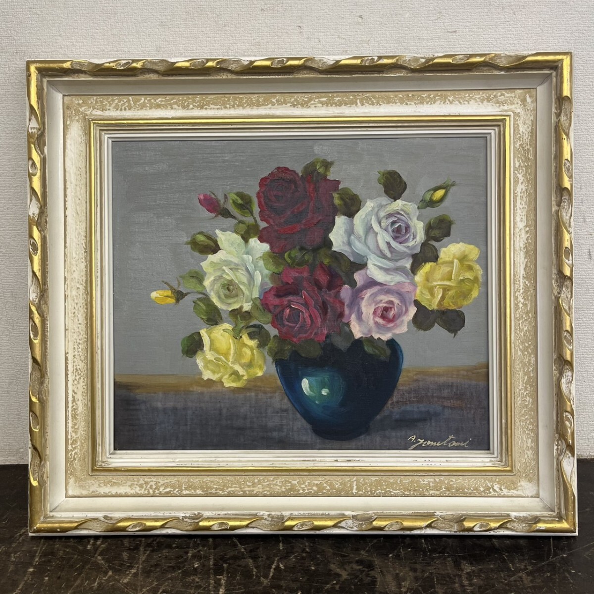 20号　静物画　油彩画　薔薇　サイズ大　サイン有り 20号 静物画 油彩画 薔薇 サイズ大 サイン有り 20号 静物画 油彩