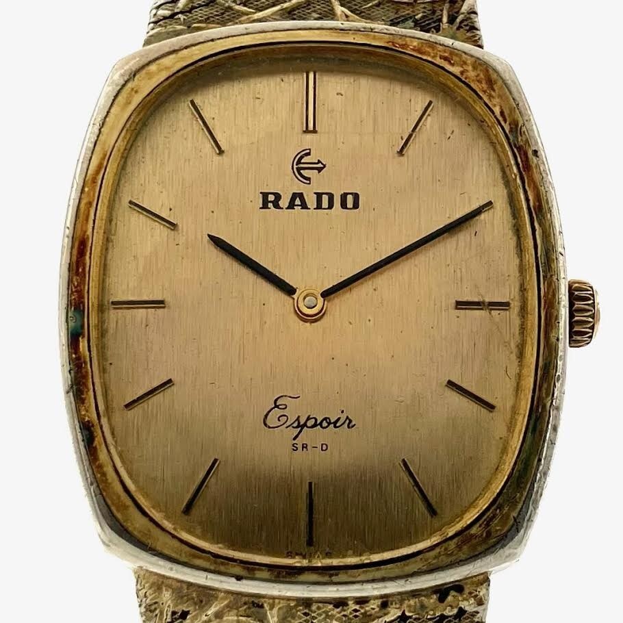 【稼働品】RADO スクエア ゴールド 腕時計 クォーツ メンズ RADO QZ ラドー ダイヤスター 121 9521 3スクエアゴールド文字盤