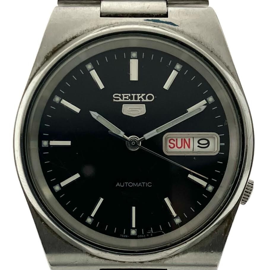 【整備済み】美品 セイコー5 ビンテージ ブラック文字盤 SEIKO5 自動巻き SEIKO セイコー 5 自動巻/アンティーク ビンテージ 腕時計 稼働
