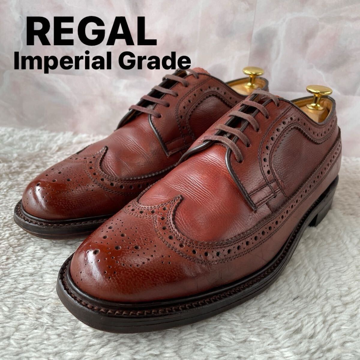 【極美品】リーガル　25.5 インペリアルグレード　ウィングチップ　メダリオン 2235bk-01.jpg