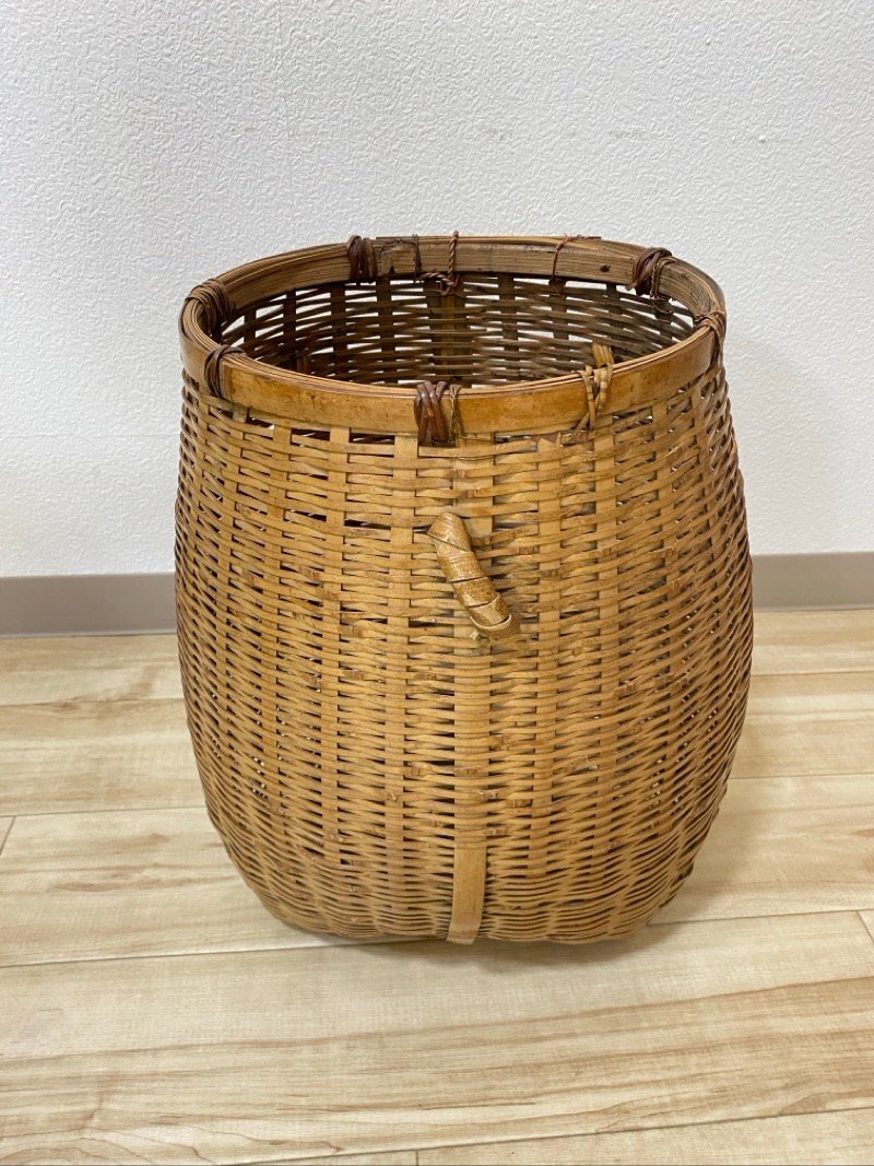 ヴィンテージ レトロ 古民具 竹編み細工 カゴ 大中小セット 昭和レトロ 竹製 竹細工 竹籠 古民具 野菜籠 果物籠 花籠 大中小