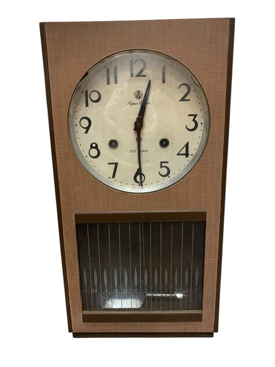 ゼンマイ式壁掛時計 手巻き式 インテリア 昭和レトロ 当時物 アンティーク 昭和レトロ☆ゼンマイ式掛け時計 アンティーク 振り子時計 古