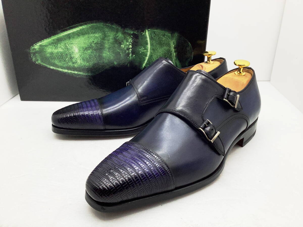MAGNANNI マグナーニ　ダブルモンクストラップ　41 ネイビー　美品中古 2025年最新】Yahoo!オークション -magnanni マグナーニの中古品