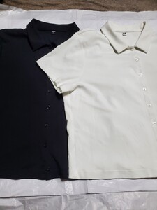【ユニクロ】ウィメンズ 半袖ポロシャツ2点セット(白×黒)サイズ:3XL(ほぼ未使用)