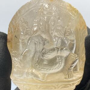 【ネパールでの手彫り】ザギ マウンテン クオーツ ガネーシャ 約207g 彫り物 神様 1016