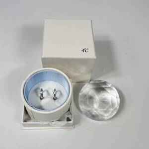 S3845 4℃ ヨンドシー イヤリング ラインストーン SV シルバー 総重量約2.32g ケース・箱付き アクセサリー ジュエリー レディース