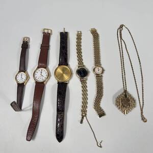 M610 SEIKO セイコー 腕時計 ネックレス 革ベルト SS GP ゴールドカラー アナログ 手巻き クォーツ 6点 おまとめ 不動品