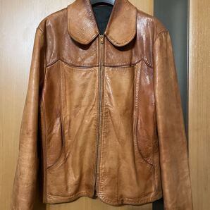 希少 70s『GLASS WATER』VINTAGEクラフトレザージャケット グラスウォーター ヒッピー ヴィンテージ 古着 アメカジ 70年代