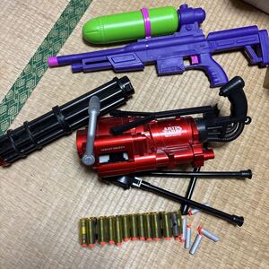 1円〜ガトリング ライブカート スポンジダーツトイガン ナーフ ドラムマガジン ガンチェーン 電動ガン マシンガン 機関銃 排莢式☆2丁 NERF