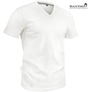 241301-wh BLACK VARIA Tシャツ 半袖 Vネック 無地 綿 コットン シンプル トップス mens ファッション メンズ(ホワイト白) XXL 細身 スリム