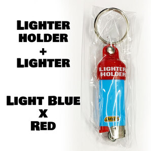 BIC ビック ライター&キャップセット キーホルダー ライターキーパー キャンプ アウトドア 本体ライトブルーxレッド