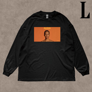 アリシアキーズ Alicia Keys フォトプリント リブ付き 長袖 Tシャツ ロンT キレイめ カジュアル 6.0oz コットン100% ユニセックス L
