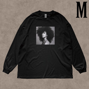 アリシアキーズ Alicia Keys フォトプリント リブ付き 長袖 Tシャツ ロンT キレイめ カジュアル 6.0oz コットン100% ユニセックス M