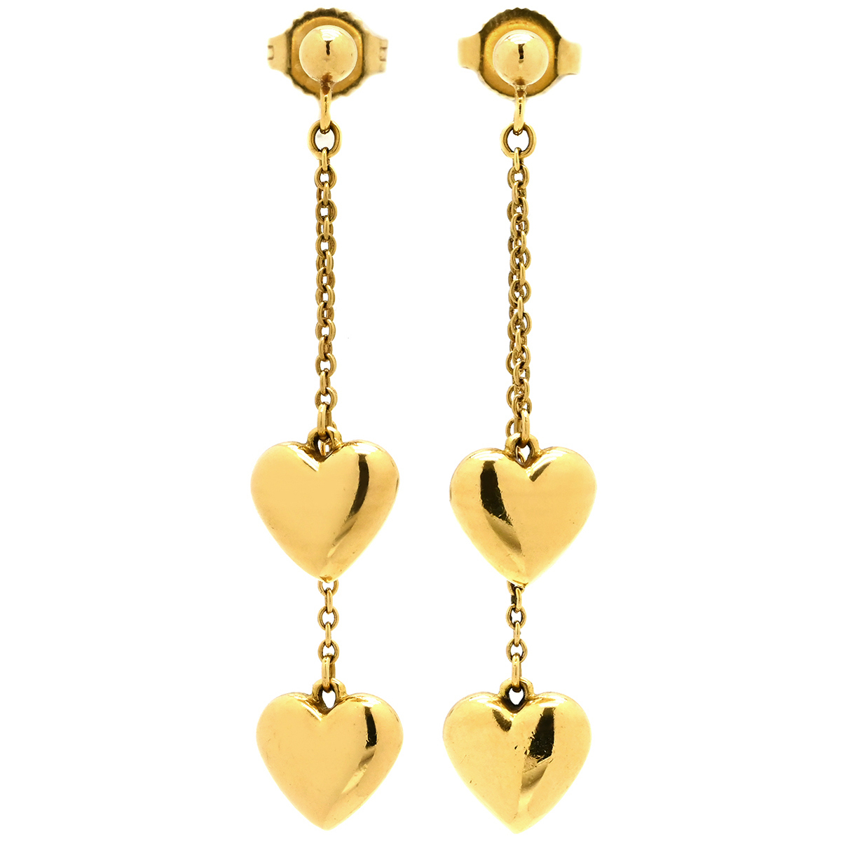 ティファニー ピアス ダブル ハート ドロップ スウィング チェーン K18YG