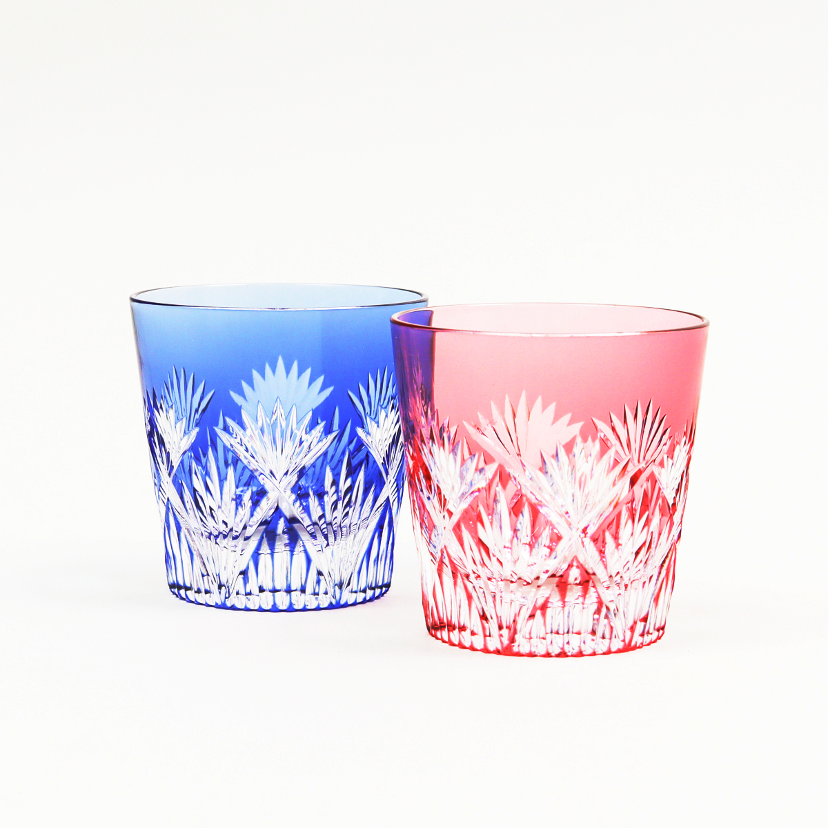 未使用品☆カガミクリスタル 江戸切子 グラスセット（切子、江戸切子、薩摩切子） KAGAMI カガミクリスタル 江戸切子 ペア ロックグラス 幕襞に