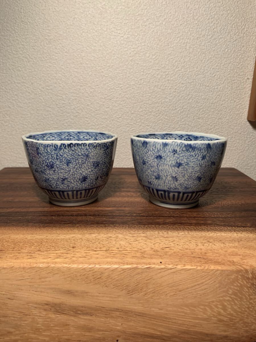 古伊万里染付蕎麦猪口　初期手　　江戸時代　骨董品．アンティーク　料治熊太　李朝 古伊万里染付蕎麦猪口 初期手 江戸時代 骨董品．アンティーク 料