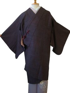 時代屋 美品 裄69cm 真綿紬 ロング寸 道中着 正絹 未使用 162cm~168cm Cs1475