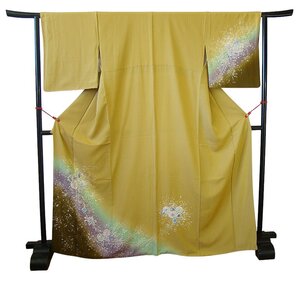 時代屋 裄69.4cm 縮緬地 匠に技 辻が花 附下げ 訪問着 正絹 仕立上り 袷 155cm~161cm HH2122