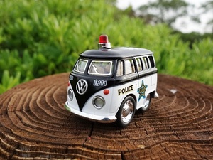 【送料260円】ワーゲンバス ミニカー タイプⅡ チョロQ風 POLICE パトカー 警察 フォルクスワーゲン VOLKSWAGEN チョロQ